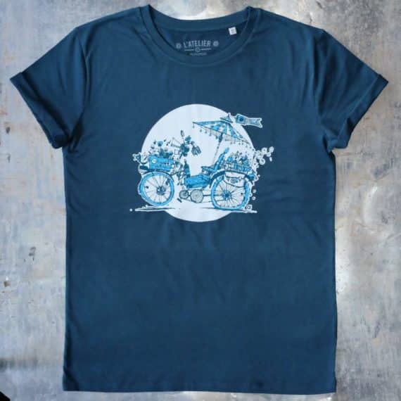 T-Shirt Voyage à bicyclette {Bleu de Prusse}